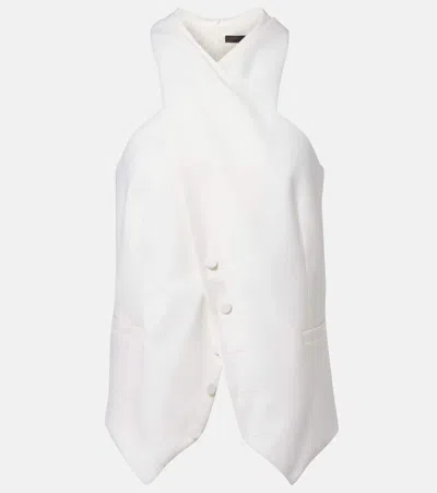 Max Mara Satin Wrap Sleeveless Jacket Buttons In White