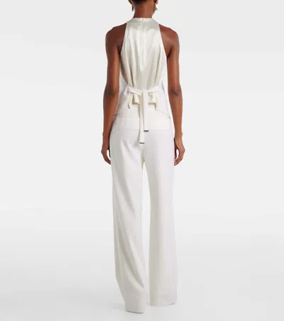 Max Mara Satin Wrap Sleeveless Jacket Buttons In White