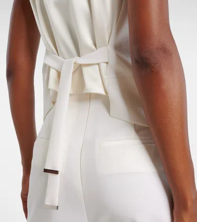 Max Mara Satin Wrap Sleeveless Jacket Buttons In White