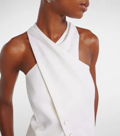 Max Mara Satin Wrap Sleeveless Jacket Buttons In White