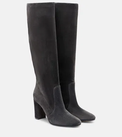Gianvito Rossi Glen 85 Suede Knee-high Boots In Gray
