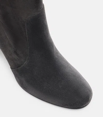 Gianvito Rossi Glen 85 Suede Knee-high Boots In Gray