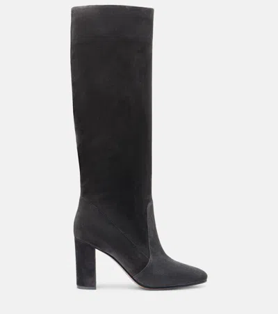 Gianvito Rossi Glen 85 Suede Knee-high Boots In Gray