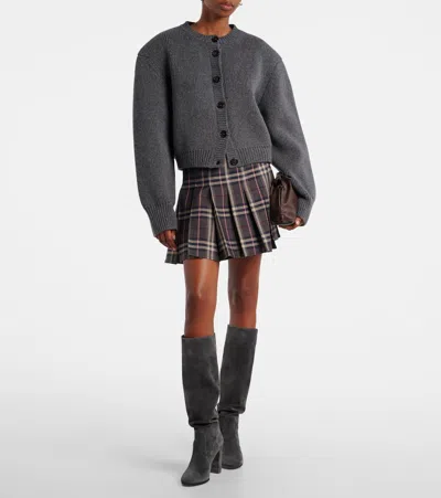 Gianvito Rossi Glen 85 Suede Knee-high Boots In Gray