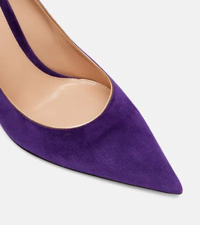 Gianvito Rossi Striped Suede Pointed-toe Pumps In Purple