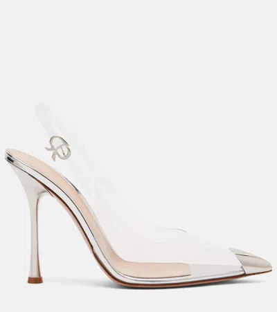 Gianvito Rossi Plexi Metal Cap-toe Slingback Pumps In Silver