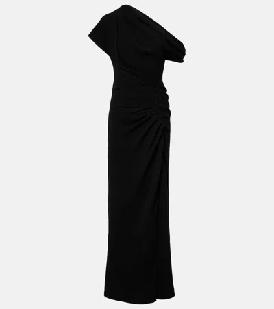 Simkhai Kally One-shoulder Draped Pleated Crepe Gown In Black