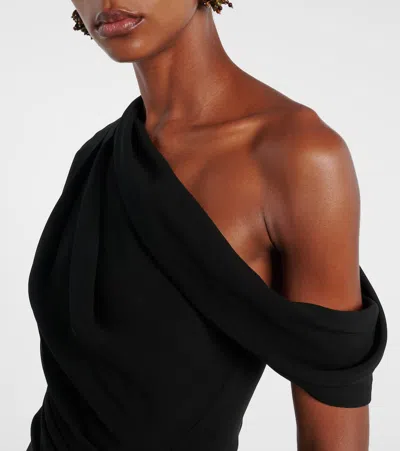 Simkhai Kally One-shoulder Draped Pleated Crepe Gown In Black