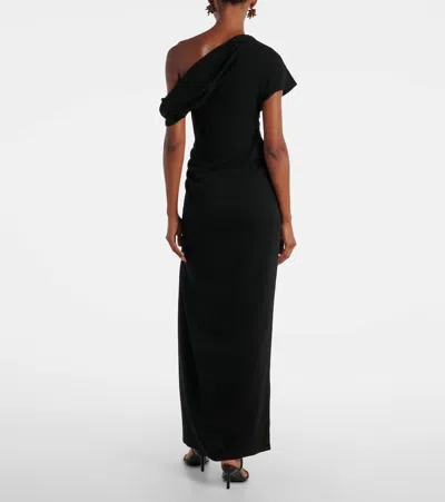 Simkhai Kally One-shoulder Draped Pleated Crepe Gown In Black