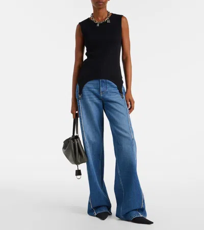 Jean Paul Gaultier Ribbed Cotton Lingerie Garter Top In Animal Print