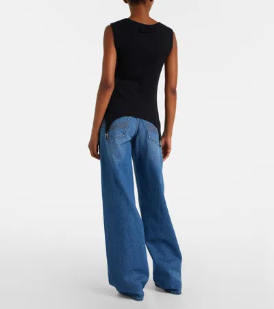 Jean Paul Gaultier Ribbed Cotton Lingerie Garter Top In Animal Print