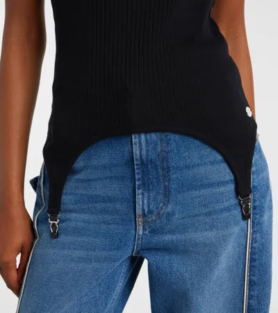 Jean Paul Gaultier Ribbed Cotton Lingerie Garter Top In Animal Print