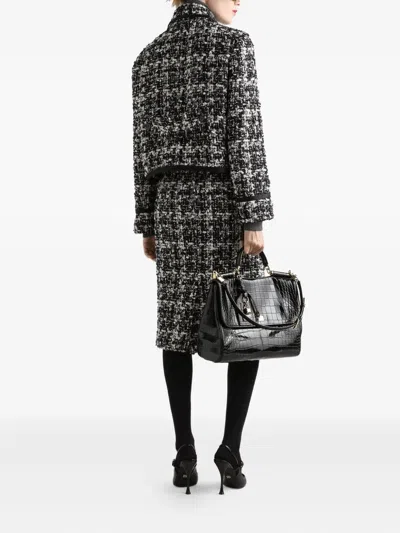 Dolce & Gabbana Cropped Tweed Jacket Front Pockets In Multi