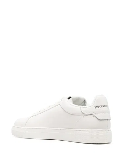 Emporio Armani White Trainers With Textured Upper And Rubber Sole In White