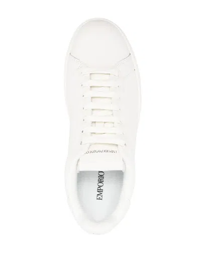 Emporio Armani White Trainers With Textured Upper And Rubber Sole In White