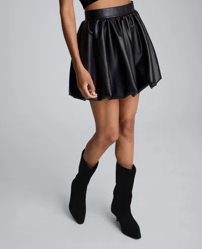 Kenneth Cole Faux Leather Pull On Bubble Mini Skirt In Black