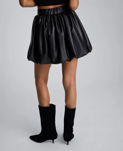 Kenneth Cole Faux Leather Pull On Bubble Mini Skirt In Black