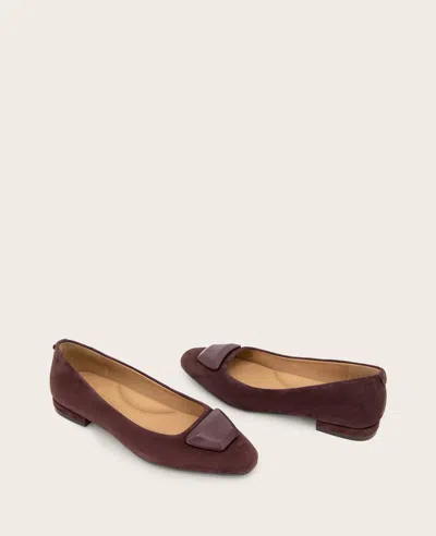 Gentle Souls Women's Hanette Square Toe Suede Flats In Burgundy