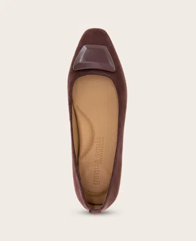 Gentle Souls Women's Hanette Square Toe Suede Flats In Burgundy