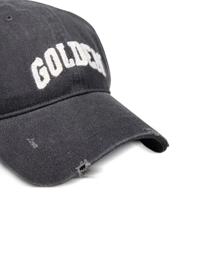 Golden Goose Men's Cotton Baseball Cap With A Lived-in Finish In Gray