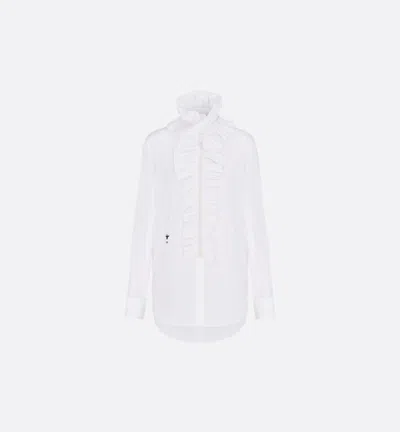 Dior Blouse With Removable Ruffled Collar In Cotton Poplin In White