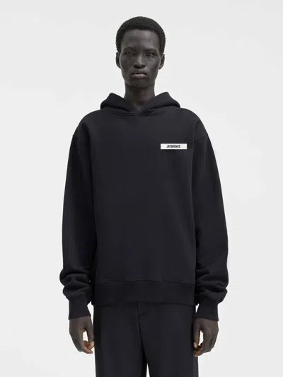 Jacquemus Cotton Fabric Hoodie With Long Sleeves In Black
