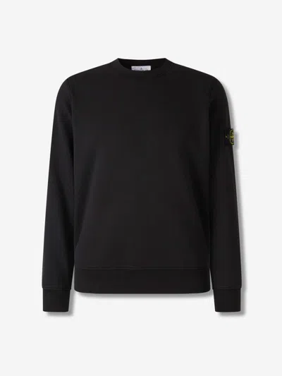 Stone Island Ribbed Hem Long Sleeve Crew Neck Sweater In Black