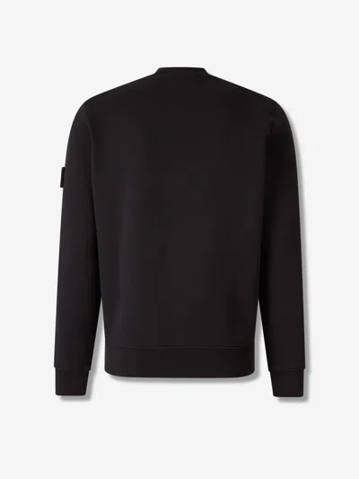 Stone Island Ribbed Hem Long Sleeve Crew Neck Sweater In Black