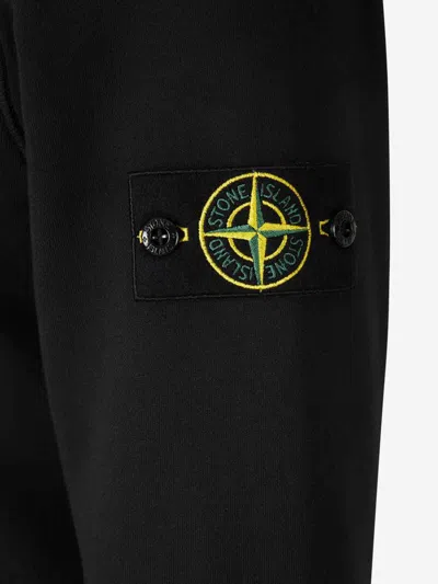 Stone Island Ribbed Hem Long Sleeve Crew Neck Sweater In Black
