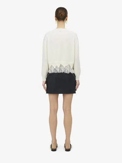 Alexander Mcqueen Lace-trimmed Distressed Wool And Cashmere-blend Cardigan In Neutral