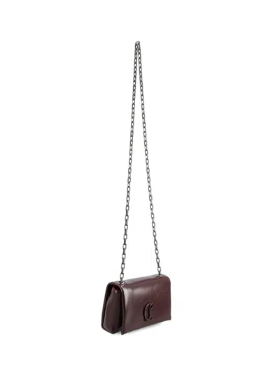 Christian Louboutin Loubi54 Embellished Crinkled Patent-leather Shoulder Bag In Burgundy