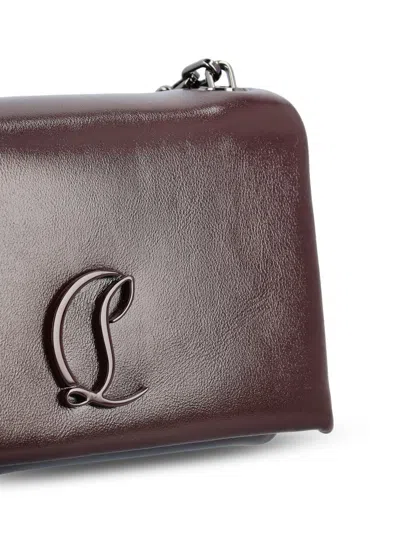 Christian Louboutin Loubi54 Embellished Crinkled Patent-leather Shoulder Bag In Burgundy