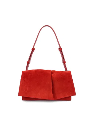 Christian Louboutin Small Baggy Suede Shoulder Bag In Red