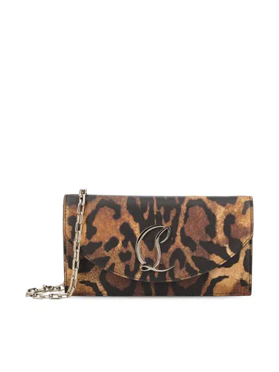 Christian Louboutin Loubi54 Satin Shoulder Bag In Brown