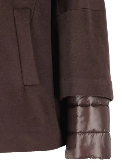 Herno Women Hood In Pure Cashmere And Ultralight Nylon In Brown