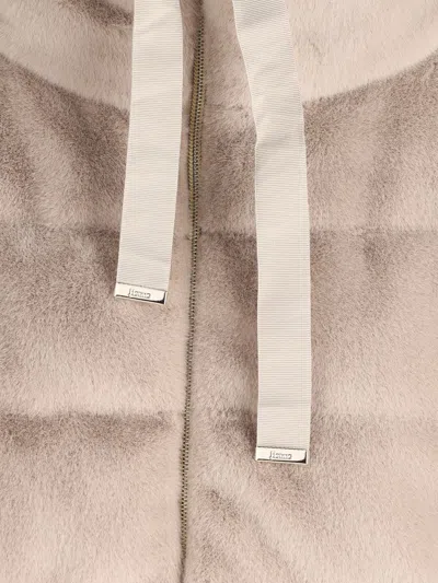 Herno Hooded Long Length Quilted Down Jacket In Neutral