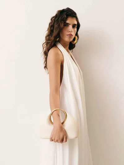 Jacquemus Curved Silhouette Smooth Finish Gold-tone Circular Handles In Neutral