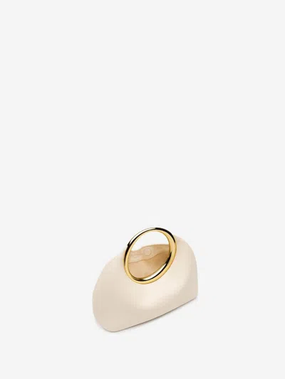 Jacquemus Curved Silhouette Smooth Finish Gold-tone Circular Handles In Neutral