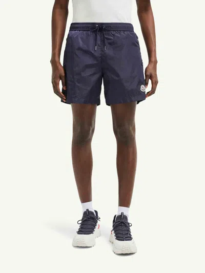 Moncler Swim Shorts With Elastic Waistband And Pockets In Blue