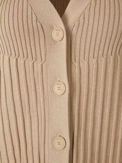Max Mara Cotton Yarn And Viscose Crepe Gilet In Brown