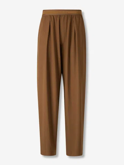 Acne Studios Wide Wool Trousers In Brown
