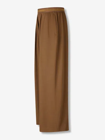 Acne Studios Wide Wool Trousers In Brown