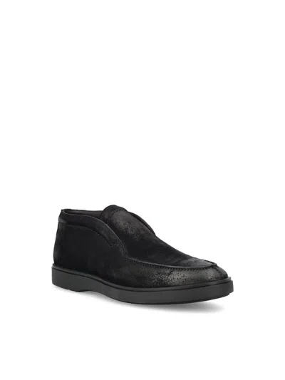 Tagliatore Suede-leather Loafers In Black