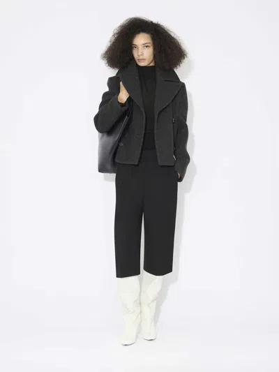 Alaïa Short Merino Wool Coat In Black