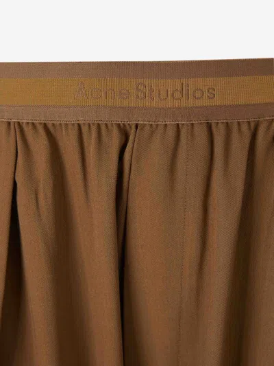 Acne Studios Wide Wool Trousers In Brown