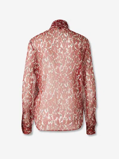Saint Laurent Abstract-pattern Blouse In Red