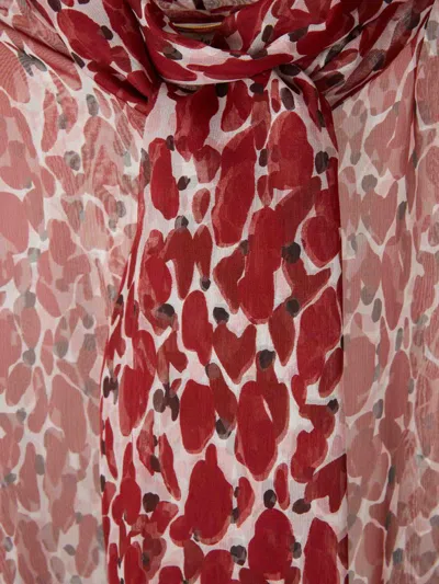 Saint Laurent Abstract-pattern Blouse In Red