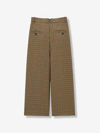 Saint Laurent Houndstooth Pattern Trousers With Belt Loops In Brown