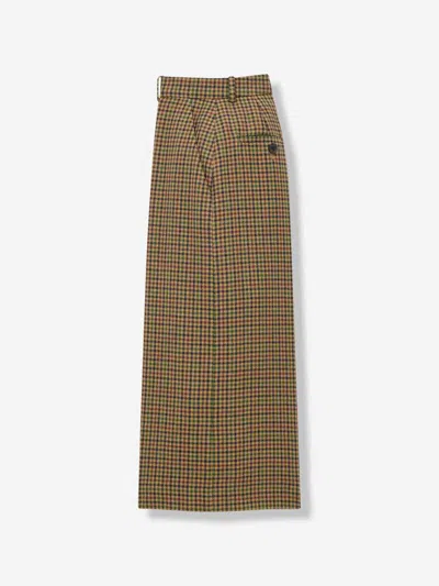 Saint Laurent Houndstooth Pattern Trousers With Belt Loops In Brown
