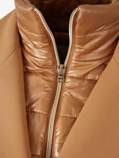 Herno Padded-collar Single-breasted Long Sleeved Coat In Brown